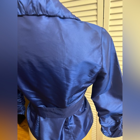 Formal blue silk-like wrap top - Picture 5 of 7